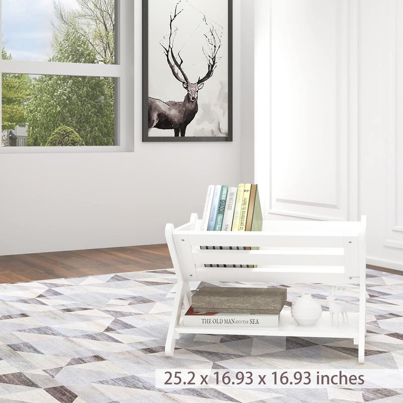 UTEX Kids Bookshelf with Caddy, Toddler Bookshelf, Book Storage Organizer, Small Book Shelf for Kids Rooms, Nursery, Playroom, White - Image 4